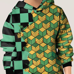 Colorful Cubes Print Kid's Hoodie Pullover Top for Spring Fall Winter