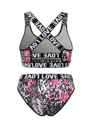 Colorful Leopard Bra & Panties Lingerie Set