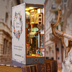 DIY Wooden Dollhouse Kit 3D Puzzle Book Stand Set with Furniture Crafts