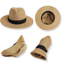 Straw Sun Hat Wide Brim Beach Hat 57 cm