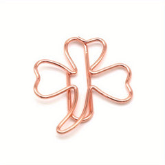 20pcs Clover shaped Pins Metal Office Supplies Golden Paper Clips Rose Style