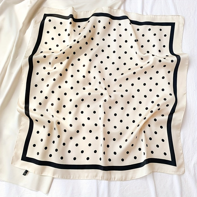 Polka Dot Print Square Scarf Bandana Satin Neckerchief Casual Head Wrap