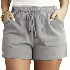 Casual Shorts Women's Plus Solid Elastic Drawstring Shorts