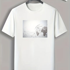 Geometric Print Men's Stretch Tee for Summer