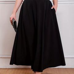 Solid High Rise Maxi Skirt with Pockets