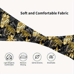 Golden Palm Leaf Sports Headband Sweat Wicking Stretchy Breathable