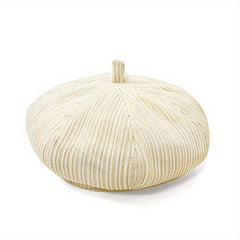 Classic Plain Beret Pleated Berets Cap Vintage Octagonal Hat