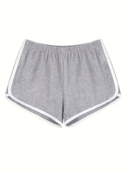 2 Pack Sporty Pajama Shorts Set Women's Plus Size Elastic Waist Home Wear