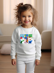 Cartoon Pattern Long Sleeve Pullover Girls Sweatshirt
