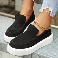 Women's Solid Platform Sneakers Slip On Outdoor Shoes Low Top Comfortable