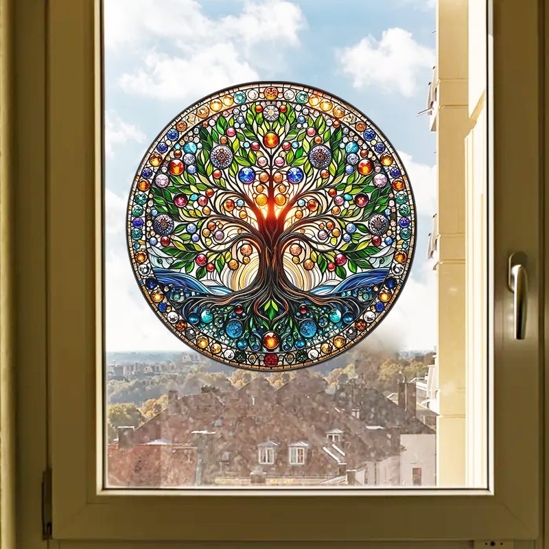 Colorful Tree of Life & Wisdom Sun Catcher 22 x 22 Window Decal