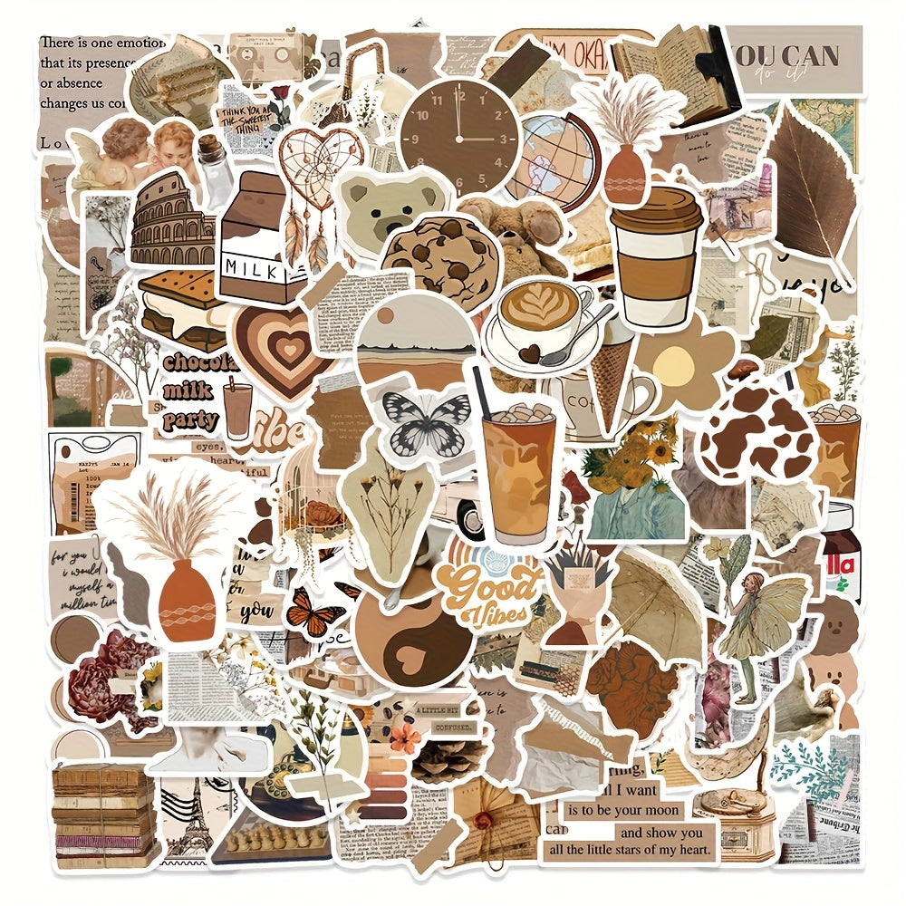 112pcs Vintage Art Cartoon Graffiti Stickers for Water Bottle Laptop Phone