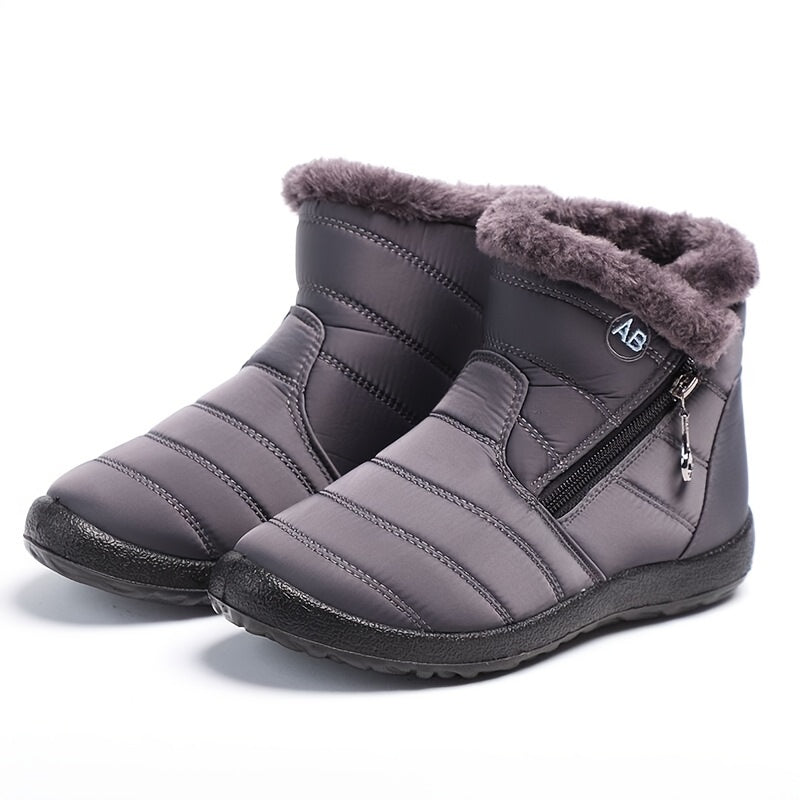Waterproof Fleece Liner Snow Boots Ankle Thermal Insulated Flat Shoes