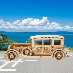 3D Wooden Mechanical Vintage Car & Motorcycle Puzzle Set