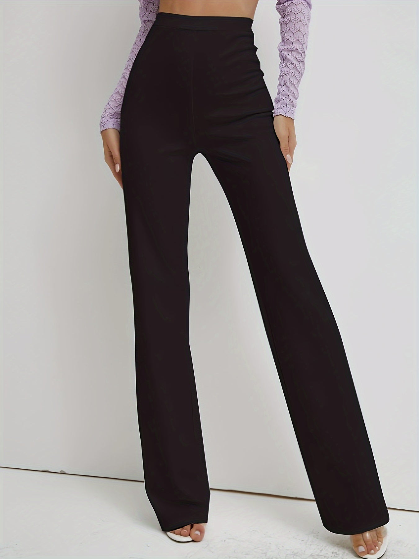 Women's Plus High Waist Straight Leg Trousers