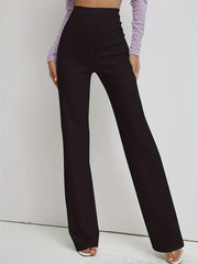 Women's Plus High Waist Straight Leg Trousers