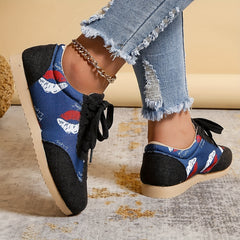 Women's Lips Pattern Sneakers Casual Lace Up Low Top Shoes