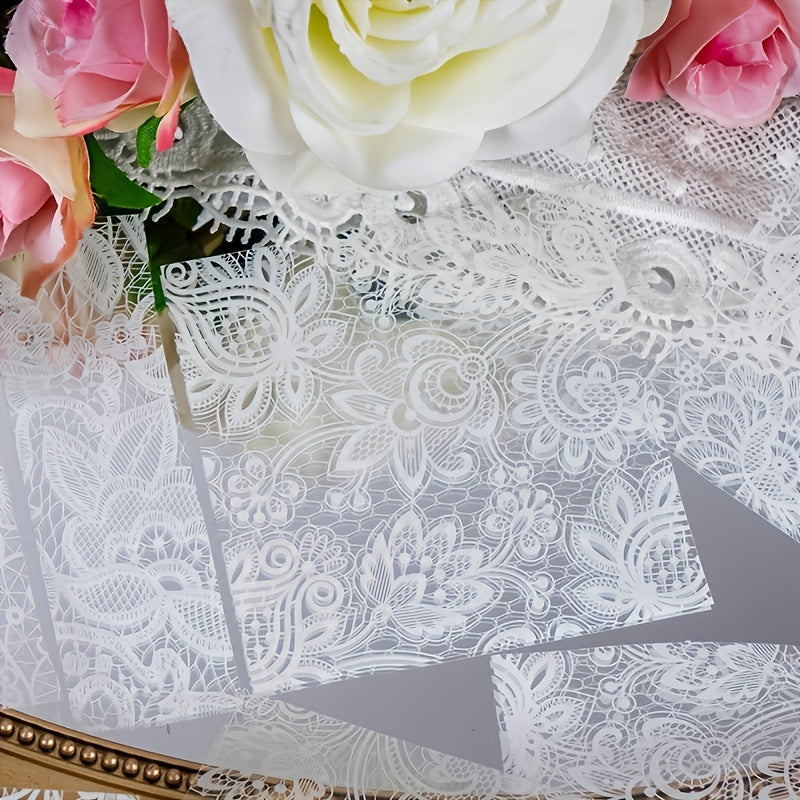 6pcs Flowers Lace Stickers Ink Pet Decorative Collage Material