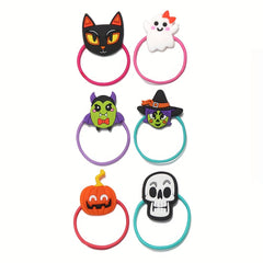 6pcs Halloween Hair Ring Hair Accessories PVC Bat Skull Ghost Witch