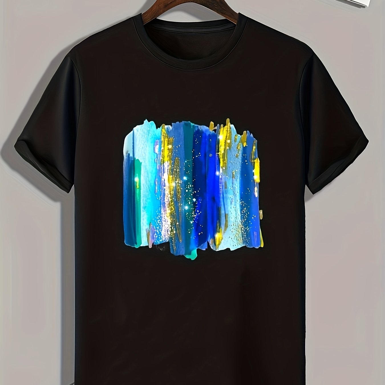 Shining Stripe Print Men's Graphic T-shirt for Summer