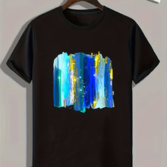 Shining Stripe Print Men's Graphic T-shirt for Summer