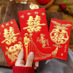 6pcs Hot Stamping Red Envelope Chinese Red Packet Money Bag
