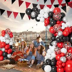 138pcs Red Silvery Balloon Garland Arch Set Wedding Decoration