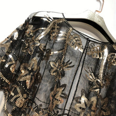 Vintage Sequin Embroidery Shawl Ruffles Cape
