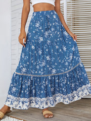 Bohemian Floral Print Skirt Vacation Casual Skirt for Summer & Spring