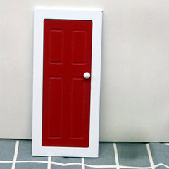 Mini Dollhouse Wooden Door Furniture Hinged Red Beige for Decoration
