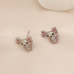 Pink Axolotl Stud Earrings Gift For Women Girls