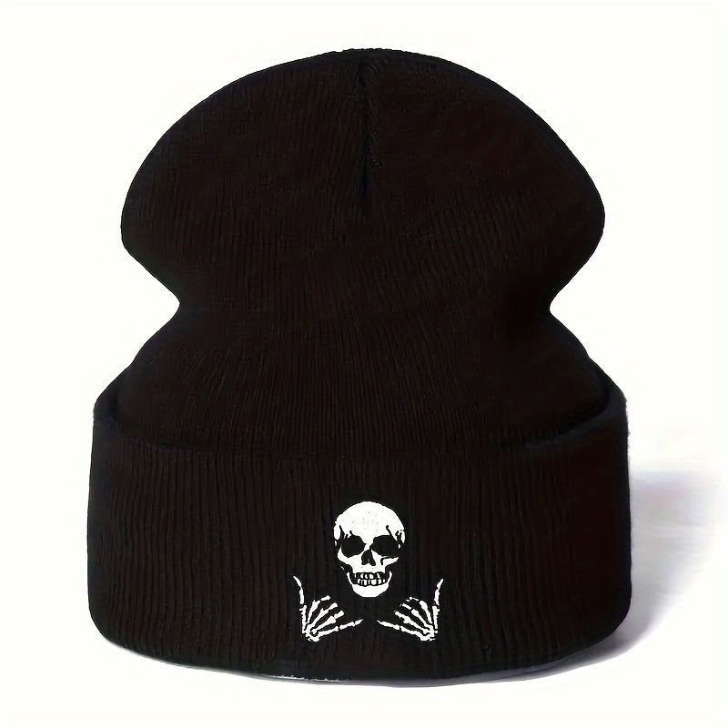 Skull Embroidered Knitted Hat Winter Warm Hat