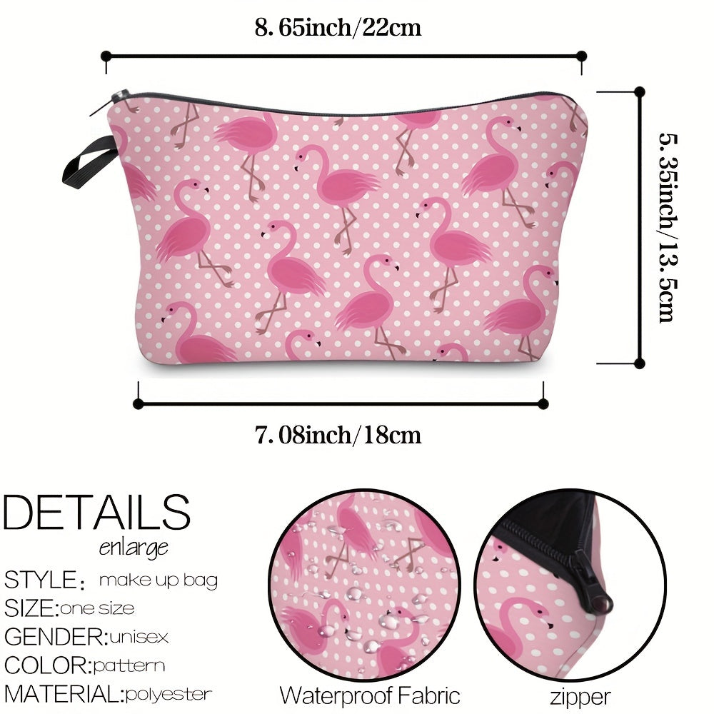 Flamingo Pattern Makeup Bag Waterproof Travel Cosmetic Pouch for Women