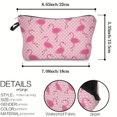 Flamingo Pattern Makeup Bag Waterproof Travel Cosmetic Pouch for Women