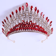 Red Crystal Crowns Rhinestone Tiara Headpiece Girls Bridal Wedding