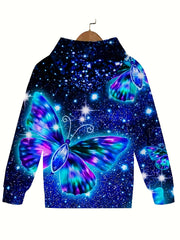 Butterfly & Starry Night Long Sleeve Hoodie for Girls