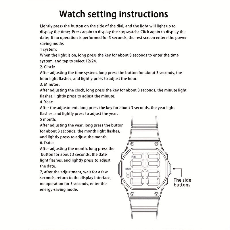Large Screen Rainbow LED Square Watch For Kids