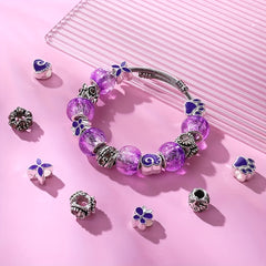 30 PCS Large Hole Glass Beads Mixed Spacer Beads With Rhinestones