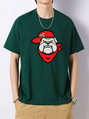 Men's Cartoon Animal Head Pattern Short Sleeve T-shirt