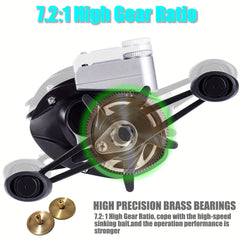 LED Screen Electronic Fishing Reel 7.2:1 Gear Ratio Aluminum Baitcasting