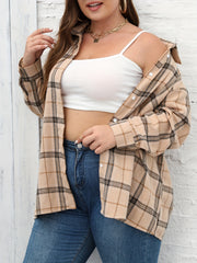 Women's Plus Plaid Print Long Sleeve Button Up Shirt