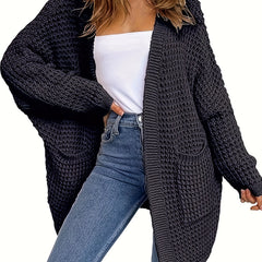 Open Front Long Sleeve Cardigan with Pockets