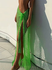 Crochet Beach Wear Skirts Vacation Sexy Maxi Sarong Skirts
