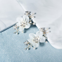 Fabric Flower Rhinestone Shoe Buckles for Women