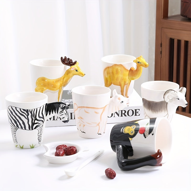 1PC Ceramic Animal Coffee Mug With 3D Handle 450ml Hand Painted