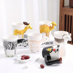 1PC Ceramic Animal Coffee Mug With 3D Handle 450ml Hand Painted