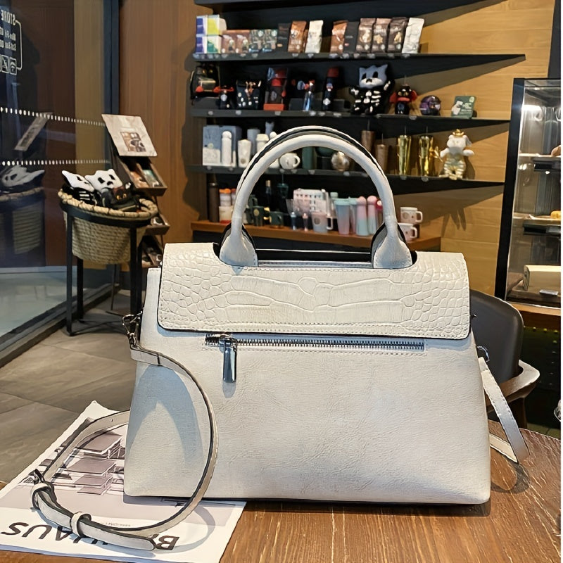 Crocodile Pattern Handbag Women Crossbody Bag Leather Satchel Purse