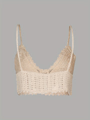 Hollow Out Cami V Neck Crochet Cover Up Top Women's Swimwear