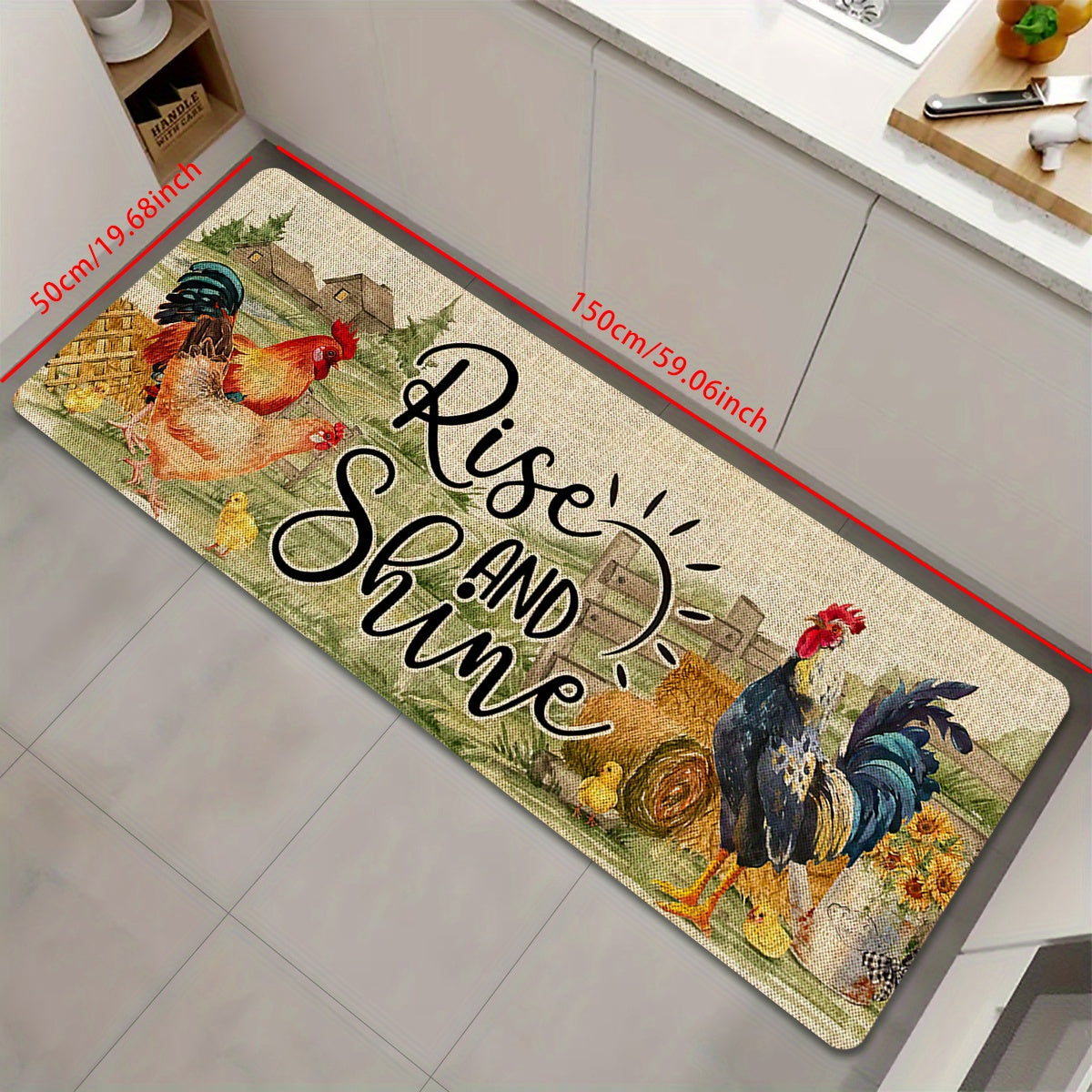 Vintage Chicken Print Mat Anti-slip Kitchen Rug