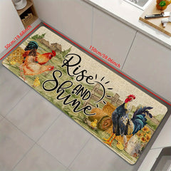 Vintage Chicken Print Mat Anti-slip Kitchen Rug